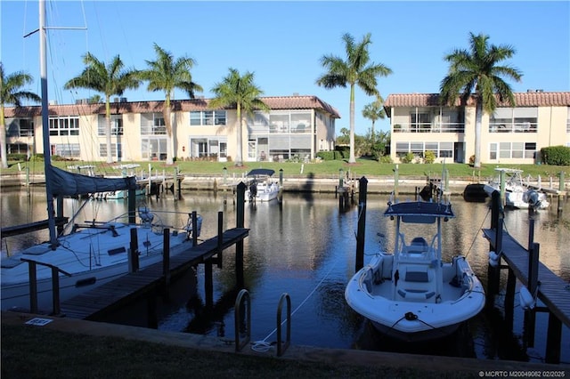 view of dock featuring a water view