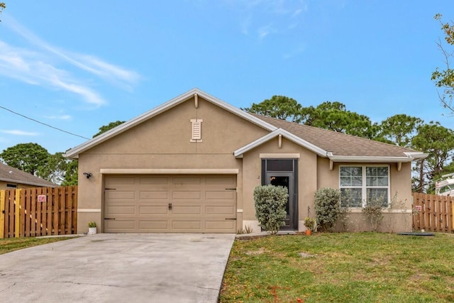 3558 SW Pisano St, Port Saint Lucie, FL 34953 - single story home featuring a front lawn, fence, concrete driveway, stucco siding, and an attached garage
