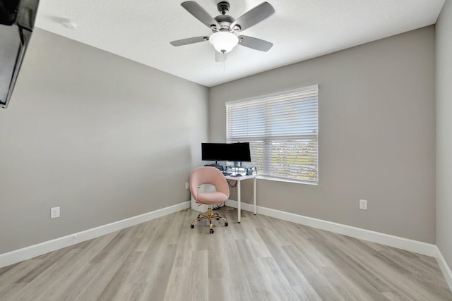 3558 SW Pisano St, Port Saint Lucie, FL 34953 - unfurnished office with light wood-style floors, baseboards, and ceiling fan