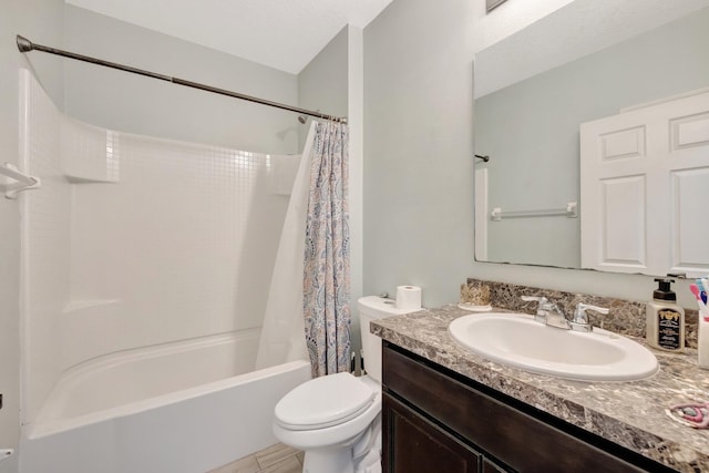 3558 SW Pisano St, Port Saint Lucie, FL 34953 - bathroom featuring toilet, vanity, and shower / bathtub combination with curtain