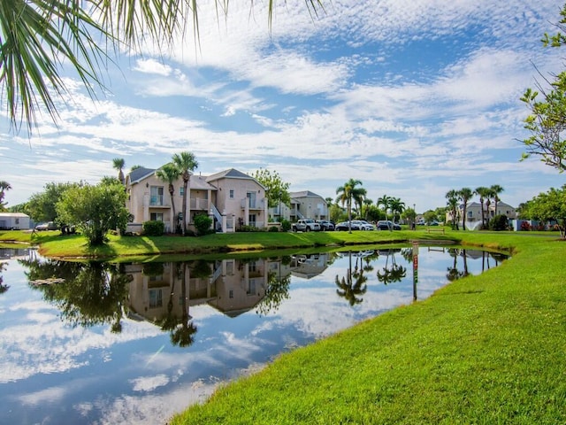 view of water feature with a residential view