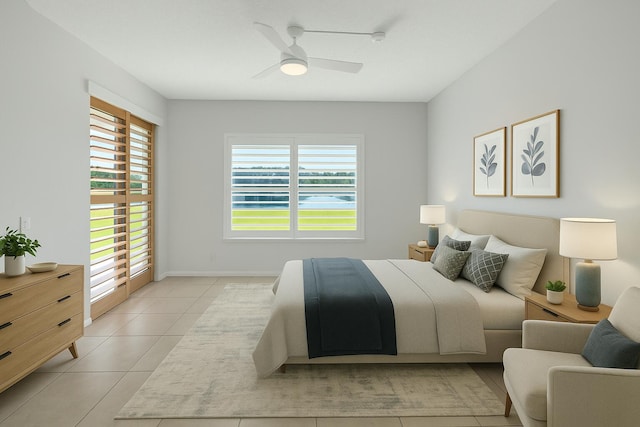 7857 Lexington Club Blvd Unit A, Delray Beach, FL 33446 - bedroom featuring light tile patterned floors, baseboards, and a ceiling fan