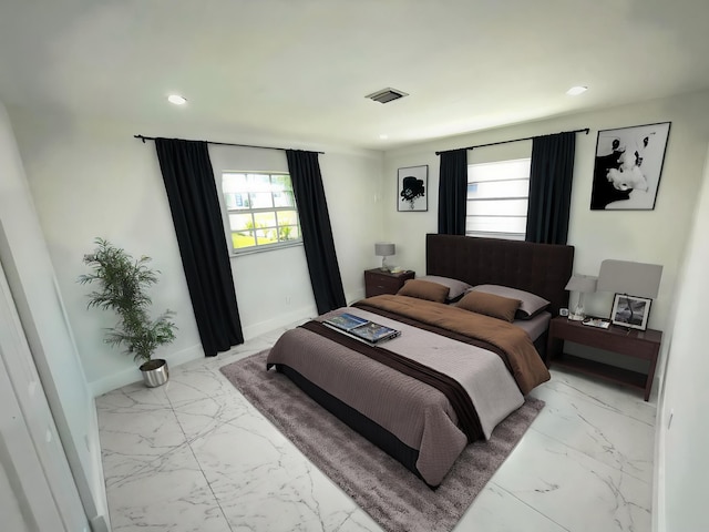 6887 Osborne Dr, Lake Worth, FL 33462 - bedroom with marble look tiles, multiple windows, baseboards, and recessed lighting
