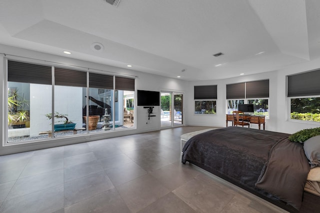 17888 Fieldbrook Cir W, Boca Raton, FL 33496 - bedroom with access to exterior, multiple windows, recessed lighting, and an office area