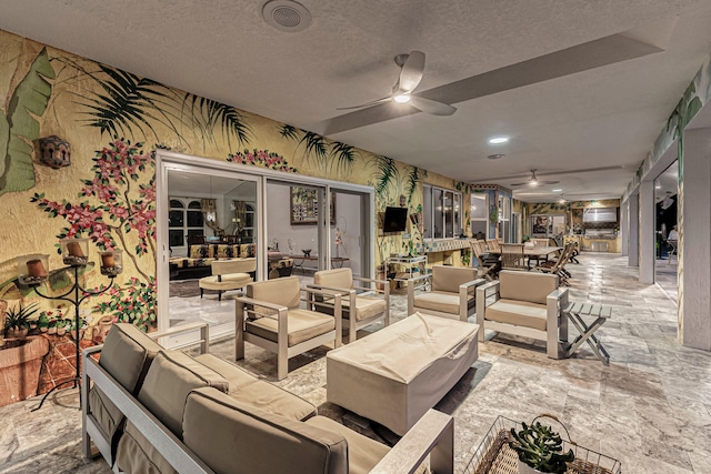17888 Fieldbrook Cir W, Boca Raton, FL 33496 - view of patio with an outdoor living space, a ceiling fan, and outdoor dining area