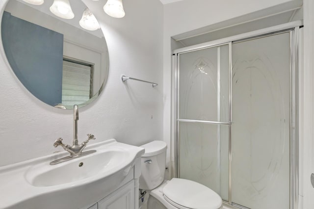 775 Sandia Ave, Port Saint Lucie, FL 34983 - full bath with toilet, a stall shower, a textured wall, and vanity