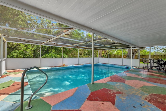 775 Sandia Ave, Port Saint Lucie, FL 34983 - view of swimming pool with a fenced in pool, a patio area, a fenced backyard, and glass enclosure