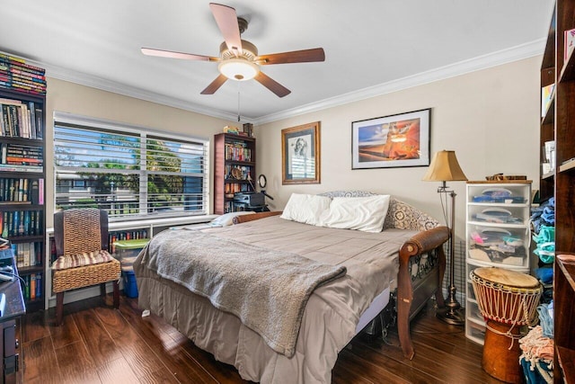 9 Stratford Dr Unit D, Boynton Beach, FL 33436 - bedroom featuring ceiling fan, wood finished floors, and crown molding