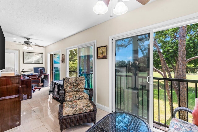 9 Stratford Dr Unit D, Boynton Beach, FL 33436 - sunroom featuring a ceiling fan