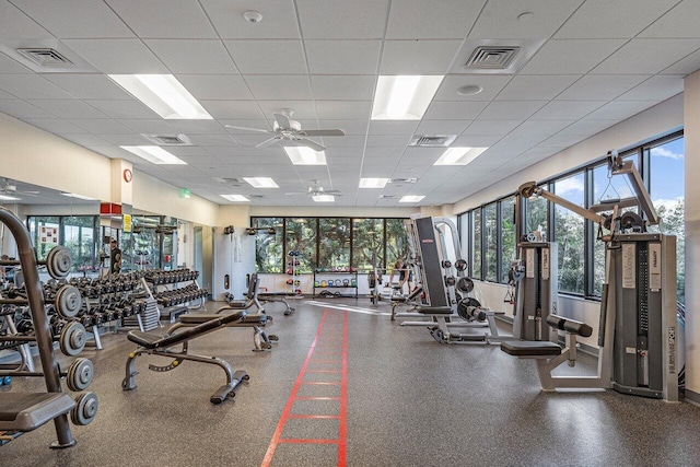 9 Stratford Dr Unit D, Boynton Beach, FL 33436 - workout area featuring visible vents and ceiling fan