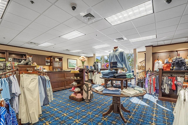 9 Stratford Dr Unit D, Boynton Beach, FL 33436 - miscellaneous room featuring visible vents, a paneled ceiling, and carpet flooring