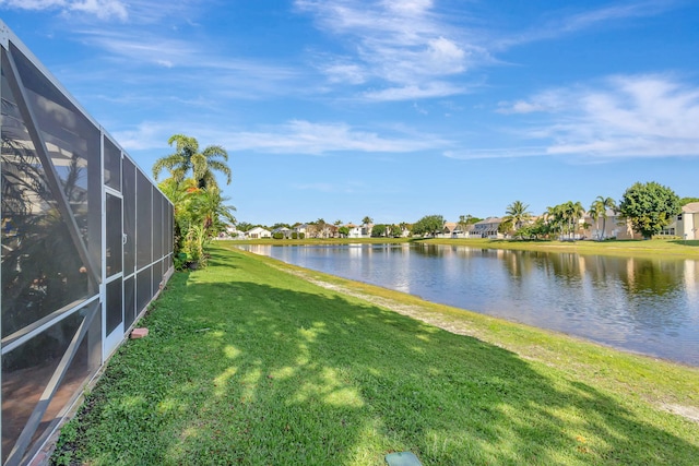 view of water feature with a residential view