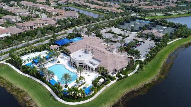16865 Charles River Dr, Delray Beach, FL 33446 - aerial perspective of suburban area with a pool and a nearby body of water