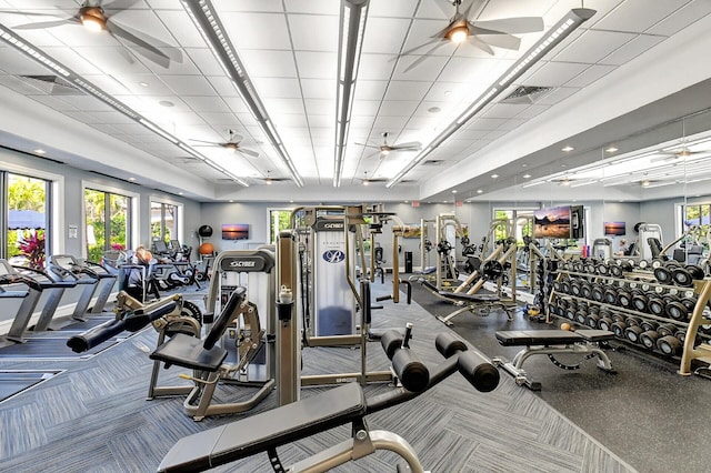 16865 Charles River Dr, Delray Beach, FL 33446 - workout area with ceiling fan