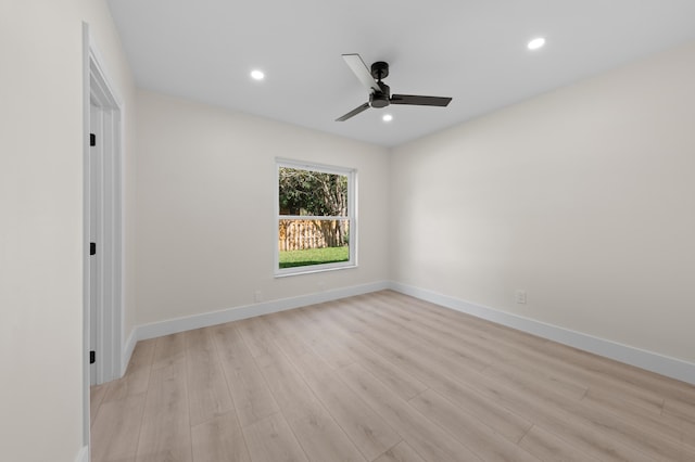 280 Sulky Way, Wellington, FL 33414 - spare room featuring recessed lighting, baseboards, light wood-type flooring, and a ceiling fan