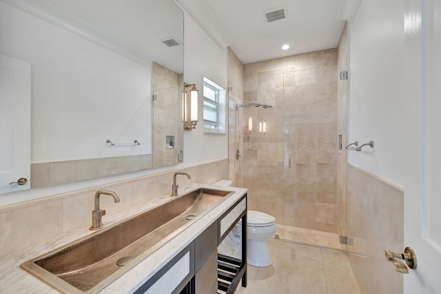 15082 Tall Oak Ave, Delray Beach, FL 33446 - full bathroom featuring a shower stall, visible vents, toilet, and vanity