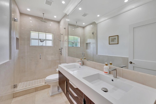 15082 Tall Oak Ave, Delray Beach, FL 33446 - full bathroom featuring toilet, a sink, a stall shower, and visible vents