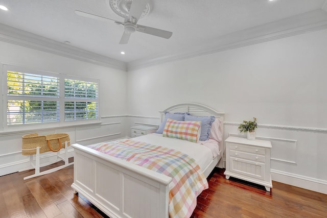 15082 Tall Oak Ave, Delray Beach, FL 33446 - bedroom featuring wainscoting, recessed lighting, wood finished floors, and ornamental molding