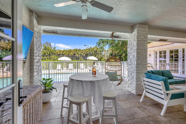 15082 Tall Oak Ave, Delray Beach, FL 33446 - view of patio featuring french doors and a ceiling fan