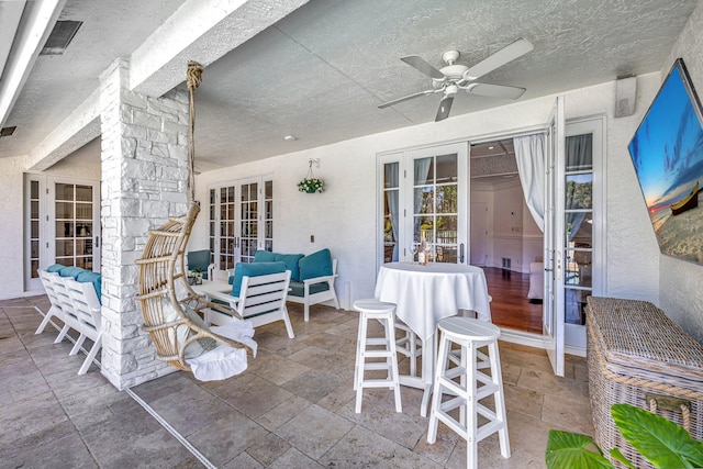 15082 Tall Oak Ave, Delray Beach, FL 33446 - view of patio featuring an outdoor hangout area, french doors, and a ceiling fan