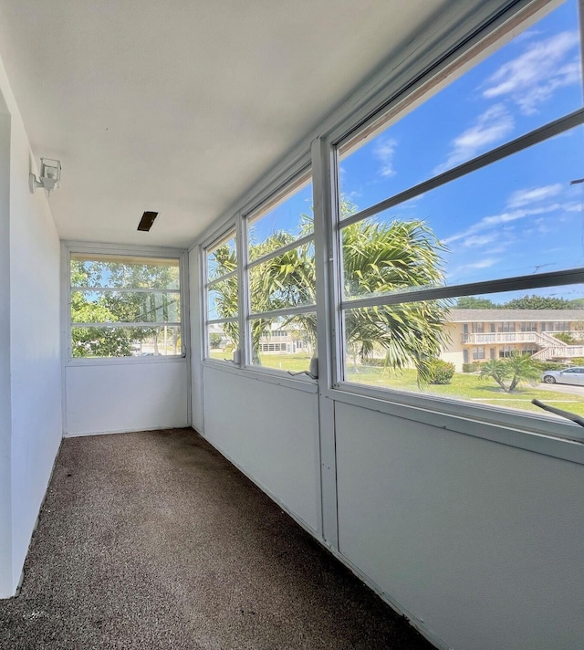 view of unfurnished sunroom