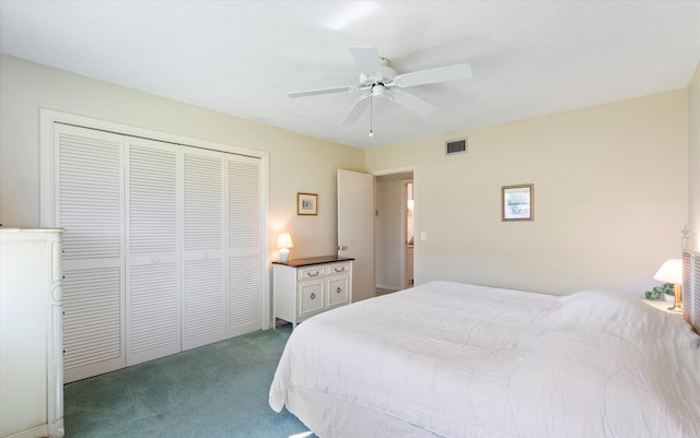727 High Point Blvd N Unit D, Delray Beach, FL 33445 - carpeted bedroom with visible vents, a closet, and ceiling fan