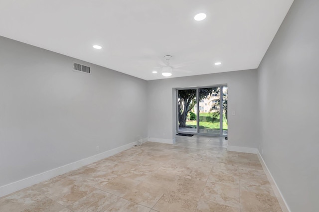 2601 NE 3rd Ct Unit 105, Boynton Beach, FL 33435 - empty room with ceiling fan, baseboards, and recessed lighting