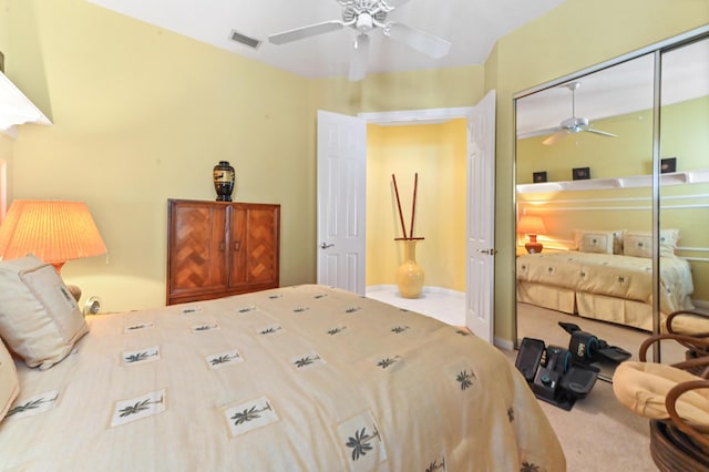 8378 Xanthus Ln, Wellington, FL 33414 - carpeted bedroom with a closet and a ceiling fan