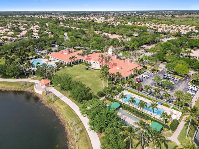 8378 Xanthus Ln, Wellington, FL 33414 - aerial overview of property's location featuring a pool area and a nearby body of water