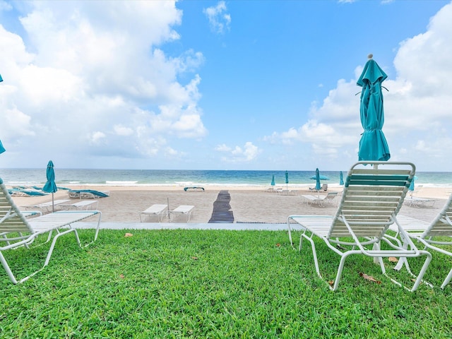 view of water feature featuring a view of the beach