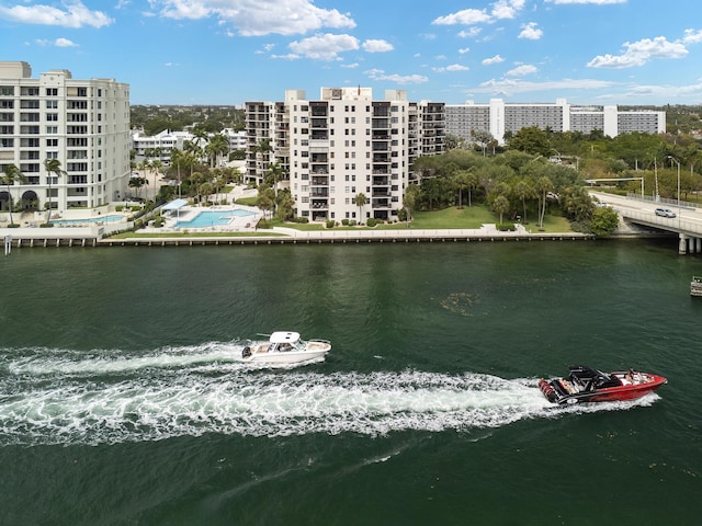 property view of water featuring a city view