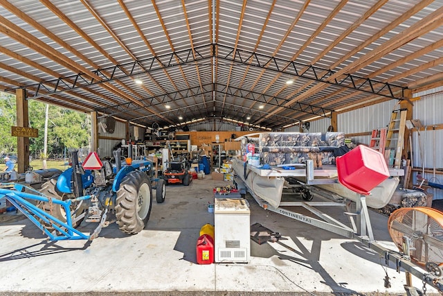 garage featuring metal wall