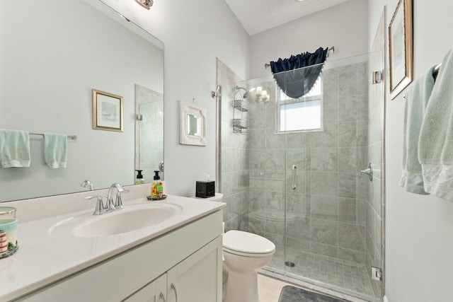 9129 SW Pepoli Way, Port Saint Lucie, FL 34987 - full bathroom featuring a shower stall, toilet, vanity, and tile patterned flooring