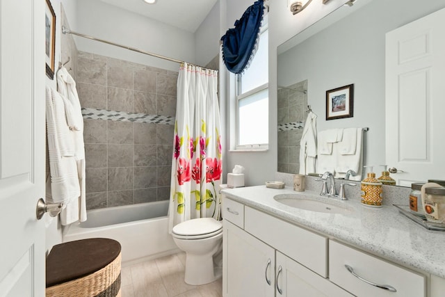 9129 SW Pepoli Way, Port Saint Lucie, FL 34987 - bathroom featuring toilet, shower / bath combo with shower curtain, and vanity