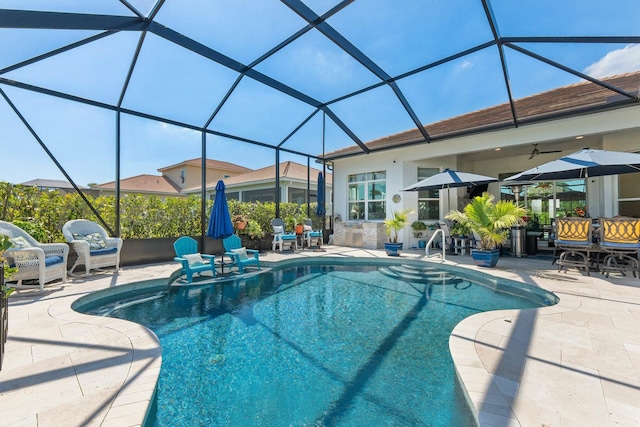 9129 SW Pepoli Way, Port Saint Lucie, FL 34987 - outdoor pool with a patio and a lanai