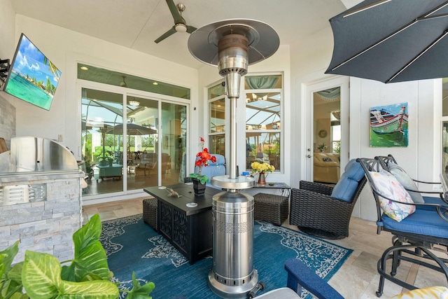 9129 SW Pepoli Way, Port Saint Lucie, FL 34987 - view of patio / terrace with an outdoor kitchen and ceiling fan