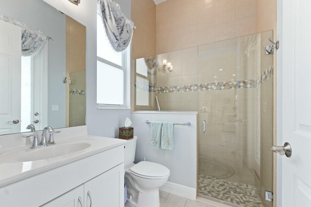9129 SW Pepoli Way, Port Saint Lucie, FL 34987 - full bathroom with a stall shower, vanity, and toilet