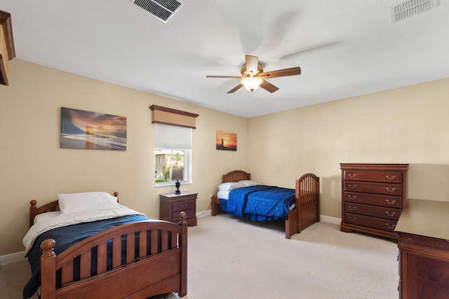 2646 Treanor Ter, Wellington, FL 33414 - bedroom featuring light carpet, visible vents, a ceiling fan, and baseboards