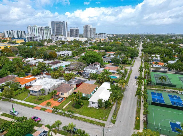 bird's eye view with a city view