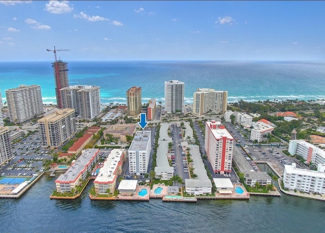3113 S Ocean Dr Unit 301, Hallandale Beach, FL 33009 - birds eye view of property featuring a city view and a water view