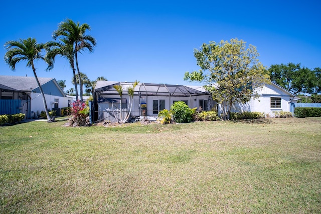 view of yard featuring a lanai