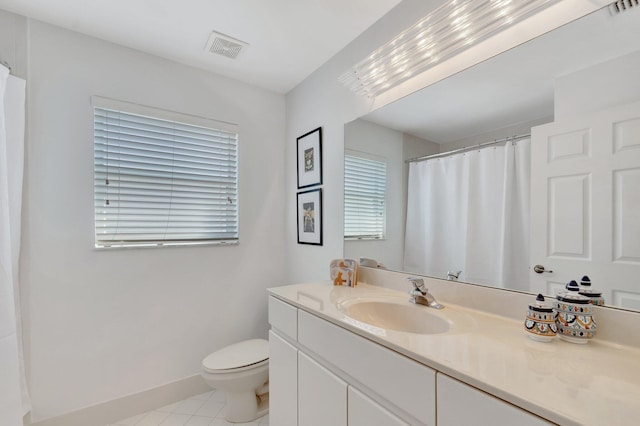 12792 Coral Lakes Dr, Boynton Beach, FL 33437 - full bathroom with toilet, vanity, baseboards, tile patterned floors, and a shower with shower curtain