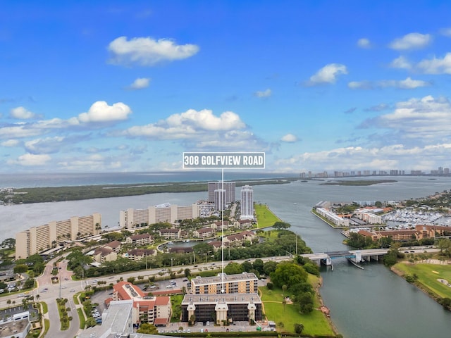 308 Golfview Rd Unit Ph02, North Palm Beach, FL 33408 - drone / aerial view featuring a water view and a city view