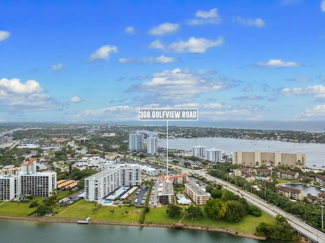 308 Golfview Rd Unit Ph02, North Palm Beach, FL 33408 - aerial view featuring a water view and a city view