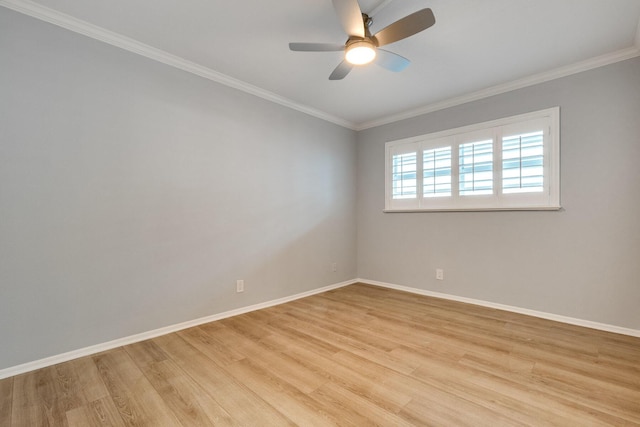 308 Golfview Rd Unit Ph02, North Palm Beach, FL 33408 - unfurnished room featuring baseboards, crown molding, light wood-style flooring, and a ceiling fan