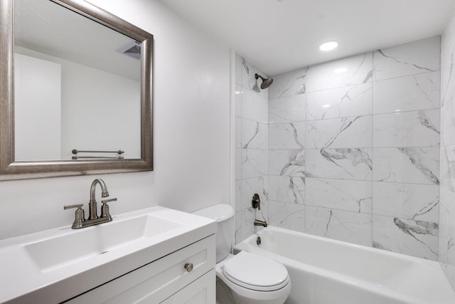 308 Golfview Rd Unit Ph02, North Palm Beach, FL 33408 - full bath featuring tub / shower combination, visible vents, toilet, recessed lighting, and vanity