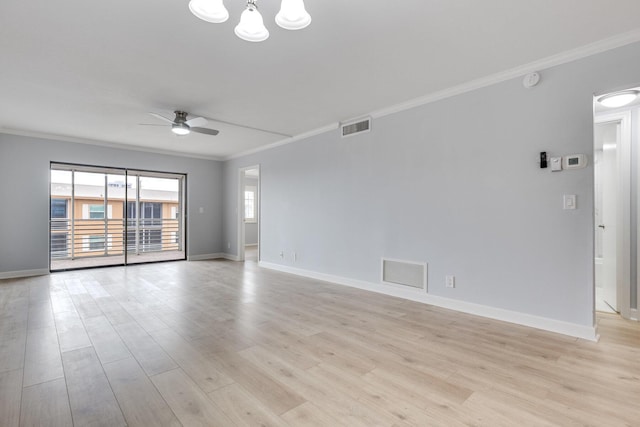 308 Golfview Rd Unit Ph02, North Palm Beach, FL 33408 - unfurnished room featuring light wood-style flooring, visible vents, and ceiling fan with notable chandelier