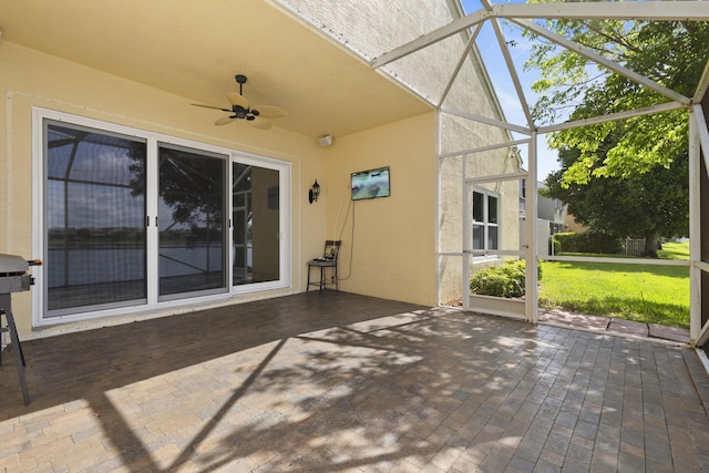 154 Berenger Walk, Royal Palm Beach, FL 33414 - unfurnished sunroom with a ceiling fan