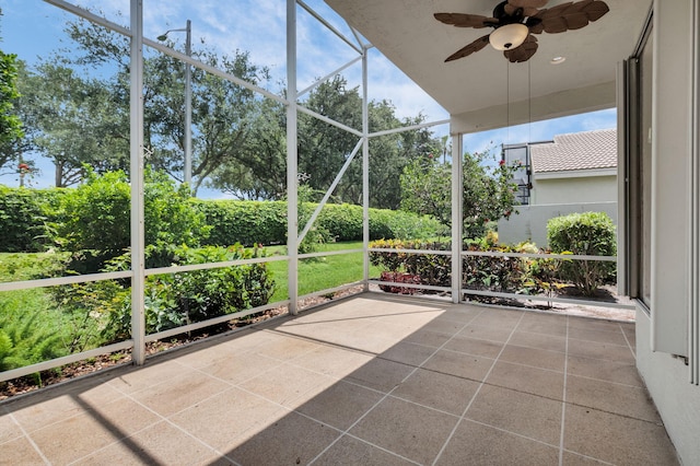 13594 Morocca Lake Ln, Delray Beach, FL 33446 - unfurnished sunroom featuring ceiling fan