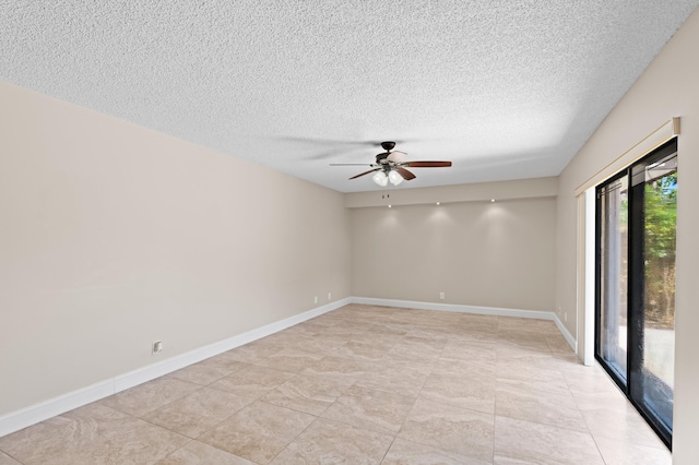 9940 NW 6th Pl, Plantation, FL 33324 - unfurnished room with a textured ceiling, a healthy amount of sunlight, a ceiling fan, and light tile patterned floors